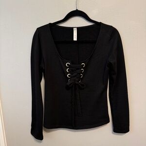 Lace Up Long Sleeve Top